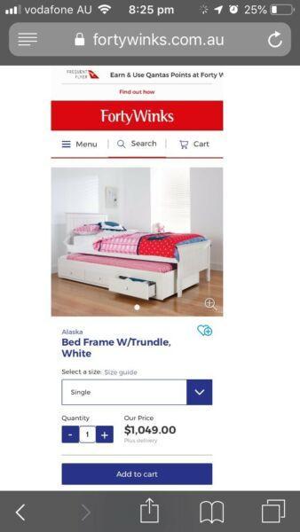 Solid timber girls bed frame and mattress