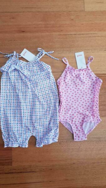 2 x NEW with tags Seed romper and bathers, sz 1 and 2