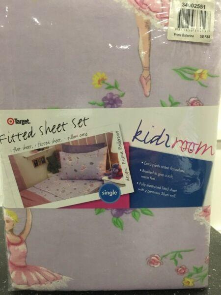 Girls Single bed flannelette sheets (x2)- BRAND NEW