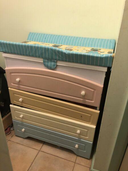 Baby change table with drawers