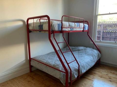 Tubeco Australian Made Metal Trio Bunk Bed, red