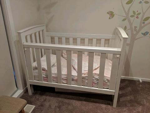 Gorgeous white Boori replica cot with free cot sheets!