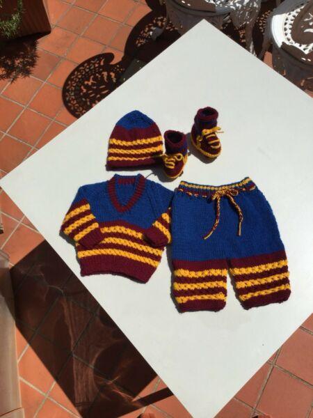 My hand knitted footy set for 0-3month baby