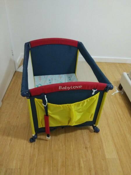 Baby Love PortaCot, portable, foldable cot w mattress included ca