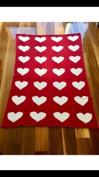 Baby Blanket, Heart Print - Brand New
