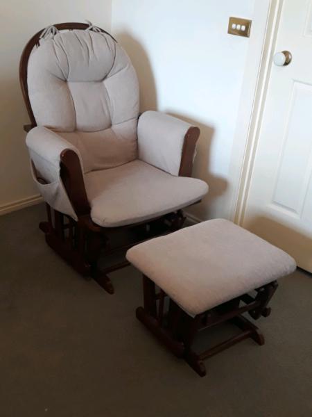 Feeding rocking chair with matching footstool
