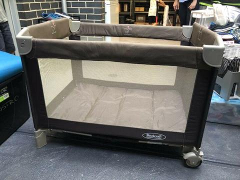 Rarely used portable cot with travel bag (steel craft)