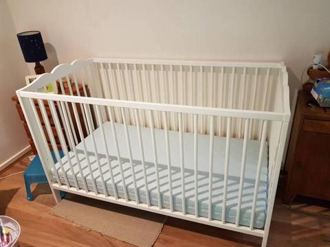 Ikea wooden cot and mattress hardly used