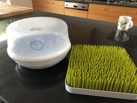 Avent Microwave Steam Sterilizer & BONUS Boon Grass Drying Rack