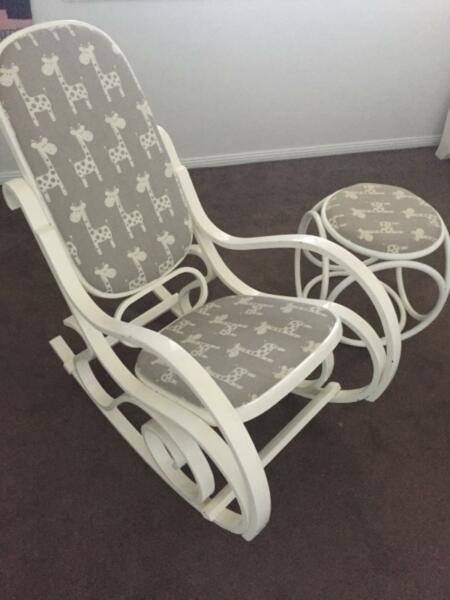 Foot stool & Baby Rocking Chair Nursery living Room feeding chair