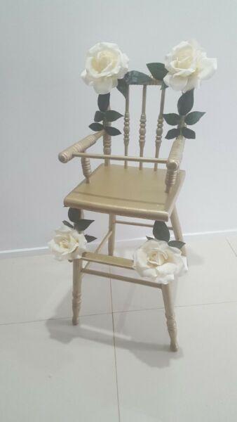 GOLD WOODEN HIGH CHAIR for hire-1st bday/christening