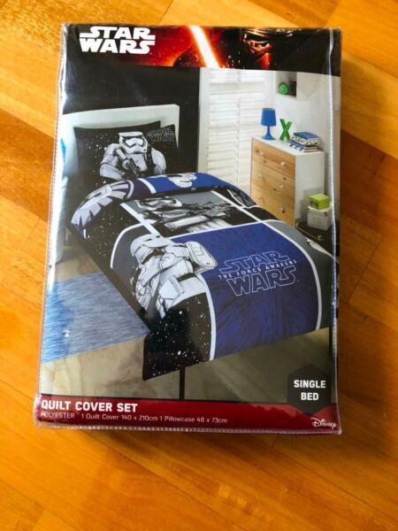 NEW Star Wars Single Bed Quilt Cover Set - Blue/ Black RRP$49.99