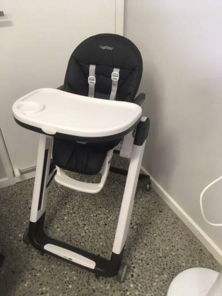 Peg Perego Siesta High Chair and Spare Seat Cover (Black/Orange)