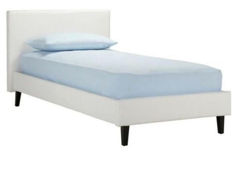 White leather single bed