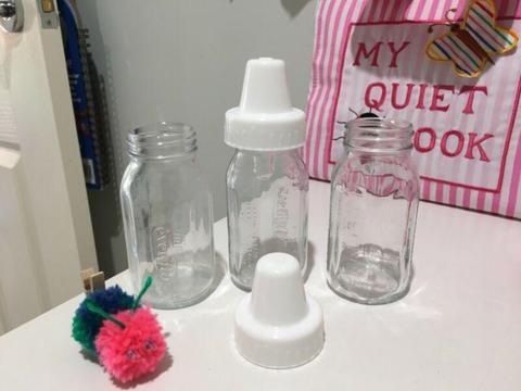 New Even flo glass baby bottles and bottle holder