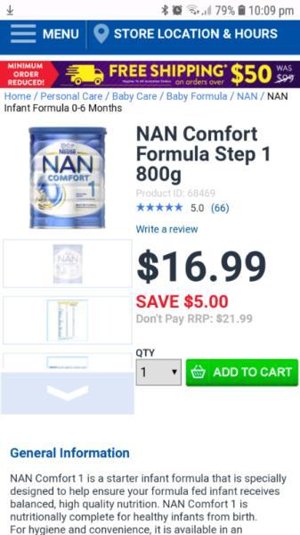 Nan comfort 1 baby formula