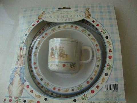 Peter Rabbit Plate, Bowl and Cup Set - New