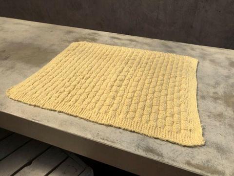 Hand knitted baby blanket mustard yellow