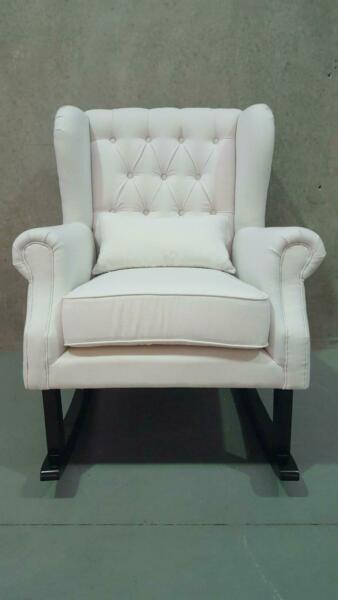 ***SALE***White Fabric Convertible Rocking Chair Arm Chair