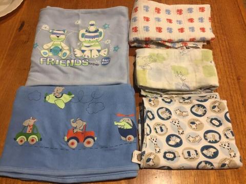 5 x Baby Blankets/Wraps/Muslin Wraps