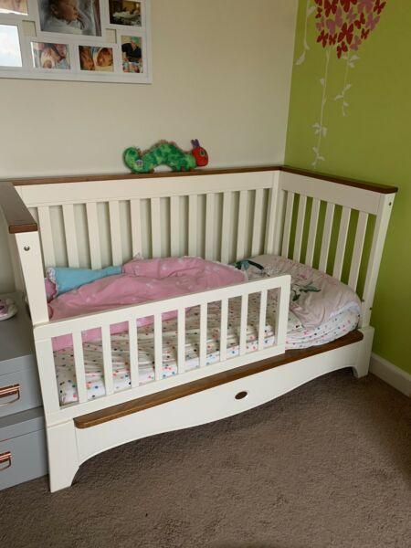 Matching convertible Cot and chest of drawers