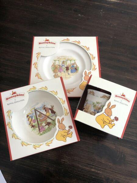 Royal Doulton Bunnykins porcelain Plate, Bowl & Mug
