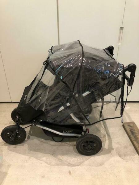 Pram Mountain Buggy Duet/Double, Rain Cover, Scooter Attachment