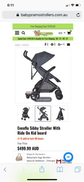 Evenflo Sibby Stroller with ride on kid board