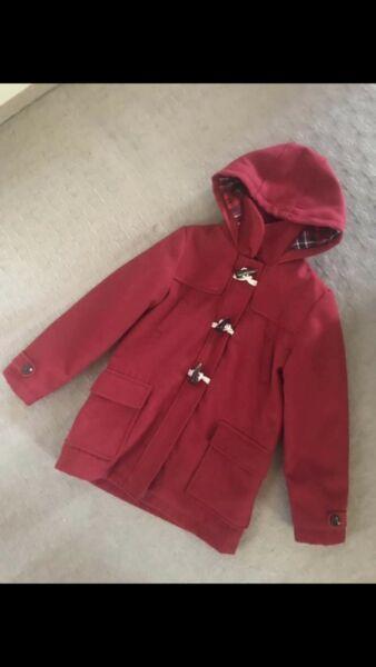 M&S Red Hooded Childs Duffle Coat