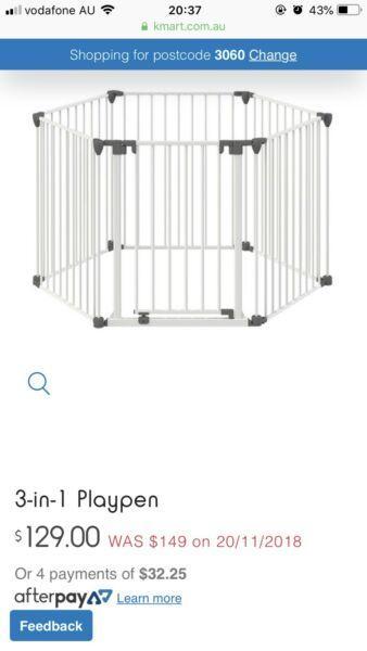 Safety gate play pen