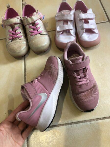 3 Pairs of girls shoes size 10 Nike Converse Unicorn