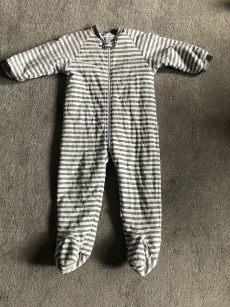 Uh-oh! Baby Sleep Suit - Grey/White size 2