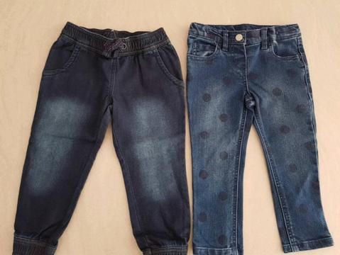 2 x Girls Denim Jeans Pants - Size 2 - Brand New with tags RRP$22