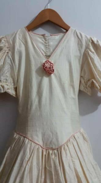 Handmade Silk Flowergirl Communion Vintage Dress Size 8 - 10 Girl