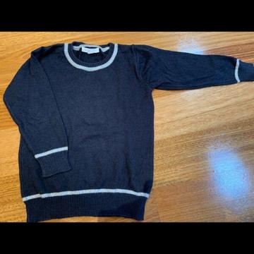 Pure Baby boys size 4 jumper wool/cotton Navy & Grey Perfect condition