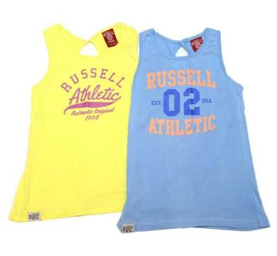 Russell Athletics Girls Blue/Yellow 2-pack Singlets Youth Size 10
