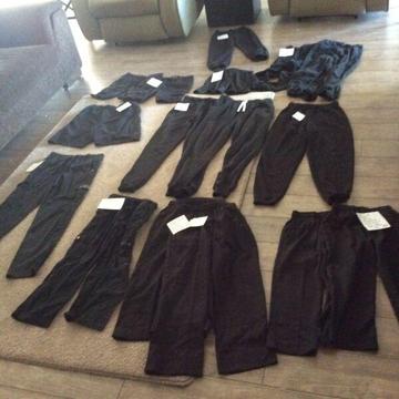 Black shorts, track pants, cargo casual pants & slacks. Sizes 7-14