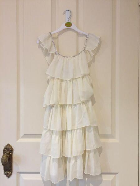 Bardot Junior Beading Off White Ruffle Children's Dress
