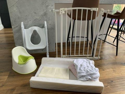 Baby change mat with covers, safety gate, potty & toilet step seat