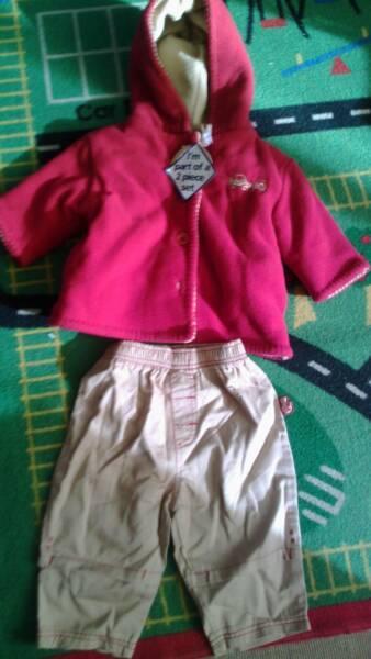Boys Fleece jacket with matching Cotton pants set - size 0