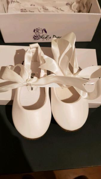 White toddler flower girl shoes