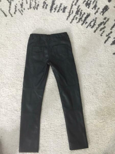 Girls black fake leather pants