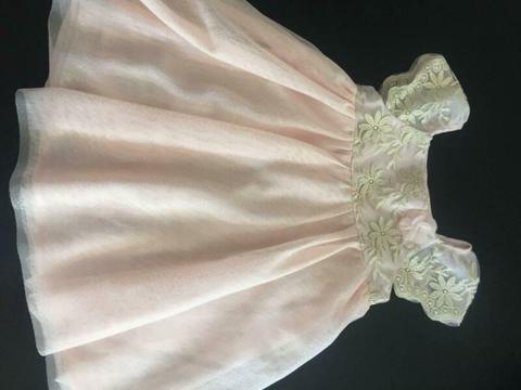 Baby Girl Formal Pale Pink Tulle Dress BWNT Size 1