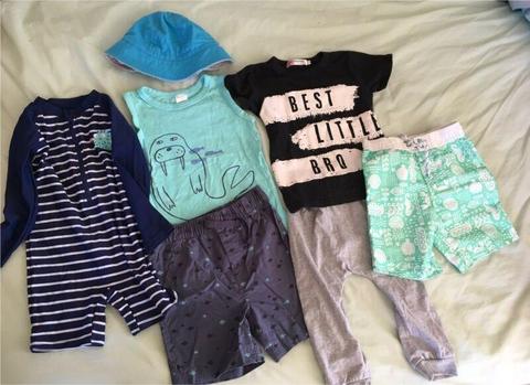 Boys size 2 bundle - sunsuit, tank, shorts, hat, t-shirt, boardshorts