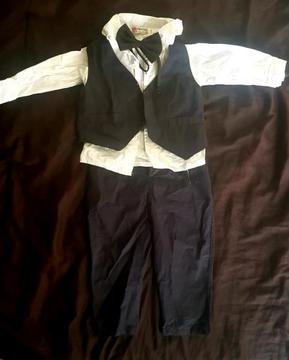 Size 1-2 baby dress suit, tuxedo, vest, bow tie