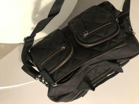 OiOi Black Leather Baby Bag