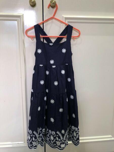 Seed Girls navy/white floral dress-size 4