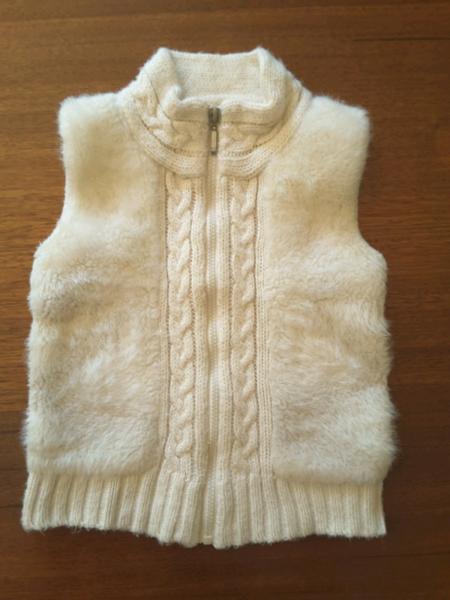 'Pumpkin Patch' Faux Fur Girl's Cream Vest - Size 8 EUC