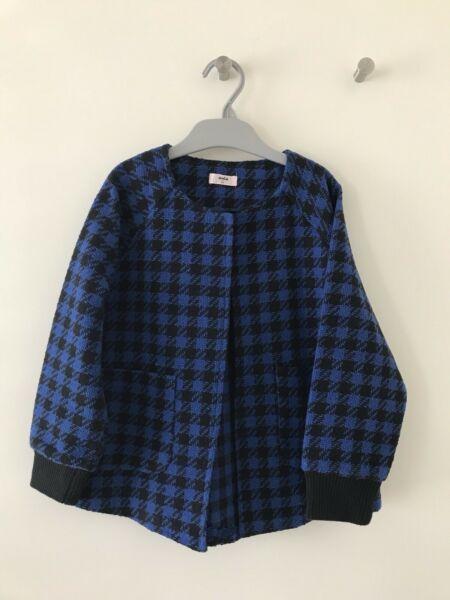 Girl Winter Classic Blue And Black Open Jacket