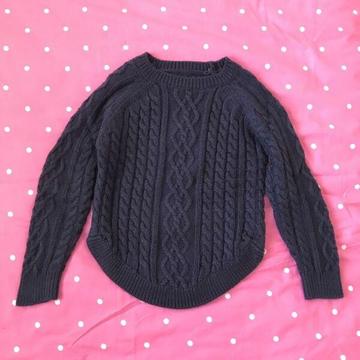Girls winter knitted jumper and skirt (navy)